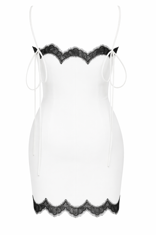 Beige Satin Lace Mini Dress