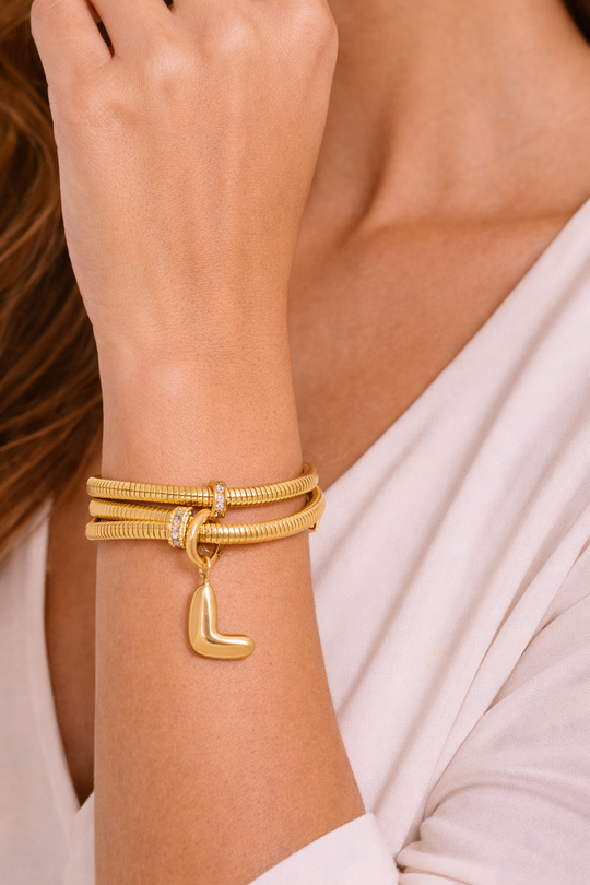Bubble Charm Initial Bracelet