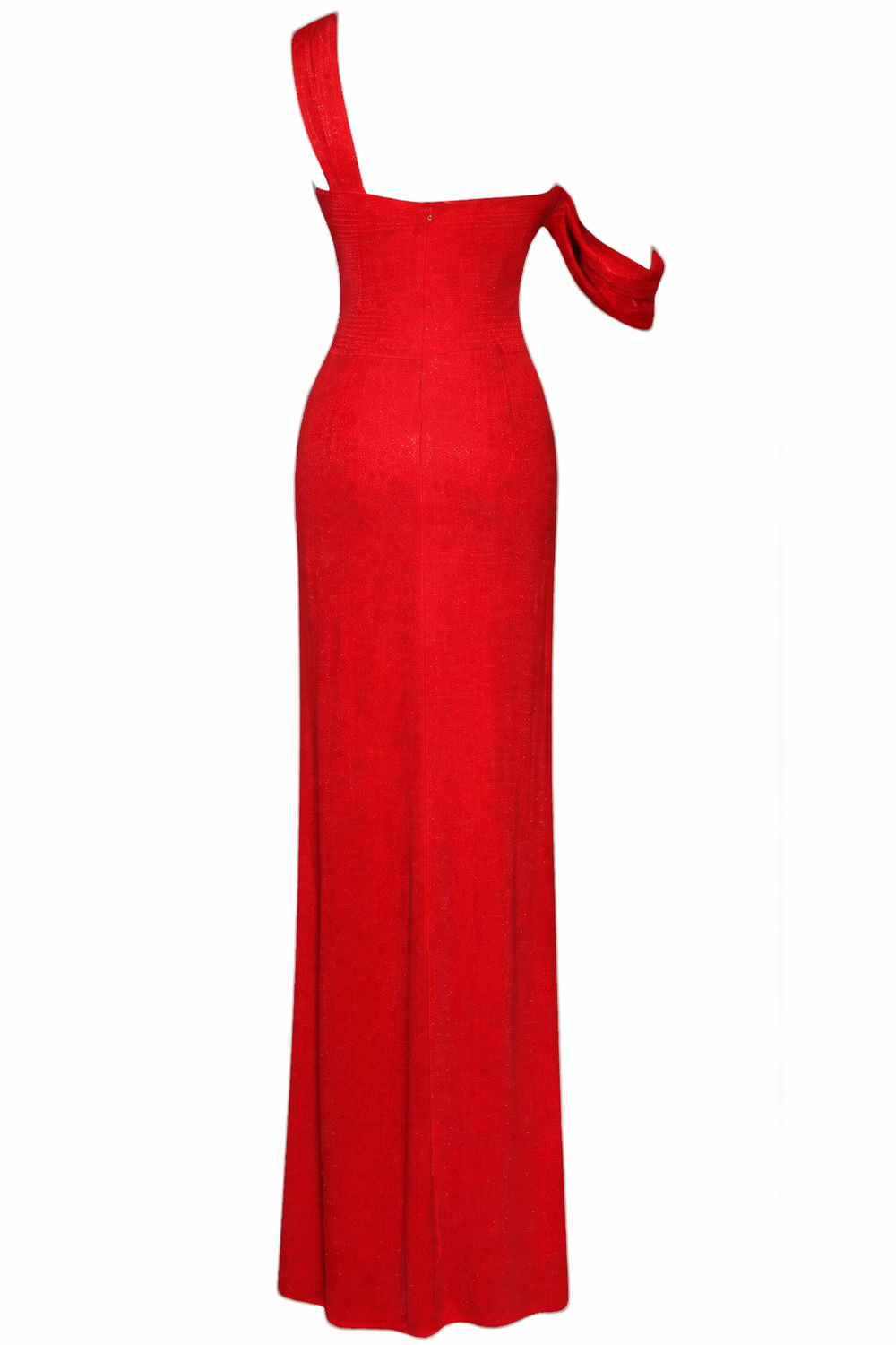 Sparkling Ruby Draped Gown