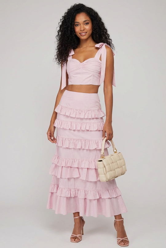 Pink Corset Skirt Set