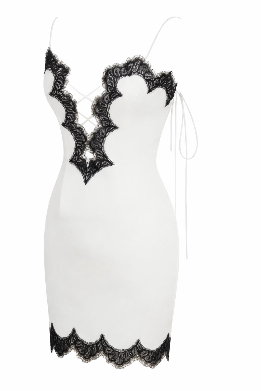 Beige Satin Lace Mini Dress