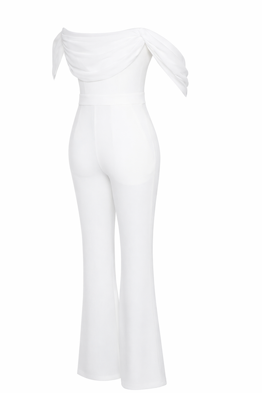 Ivory Luxe Draped Jumpsuit