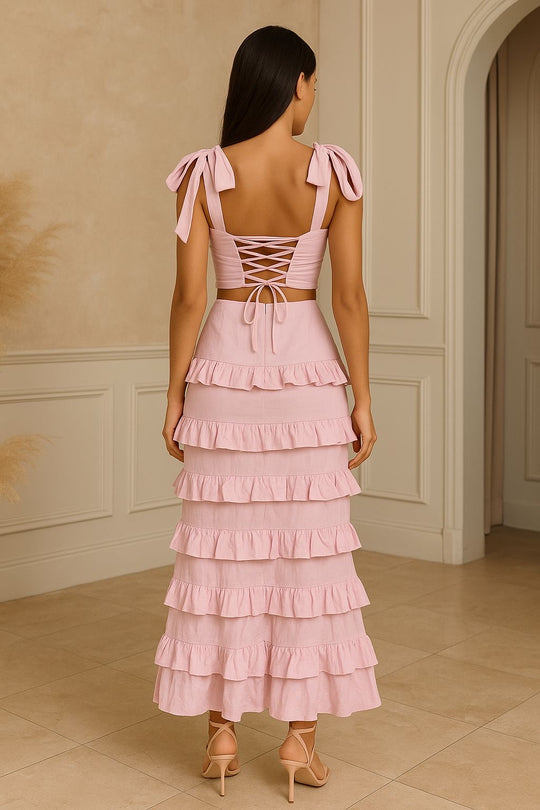 Pink Corset Skirt Set