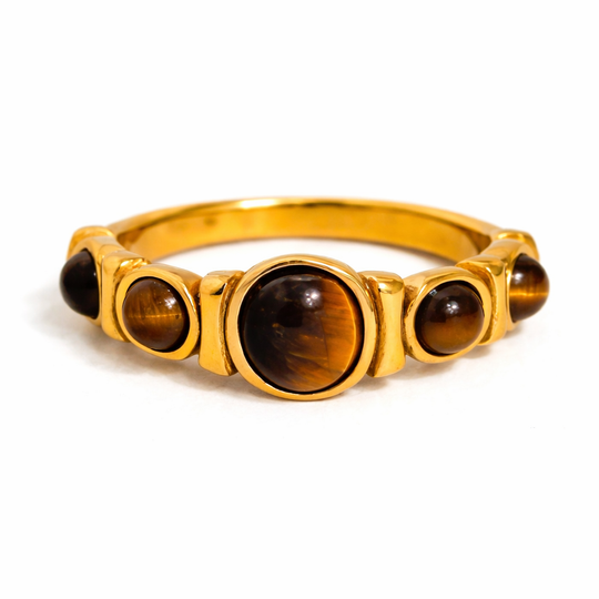 18K Gold Plated Tiger Eye Lucky Stone Ring