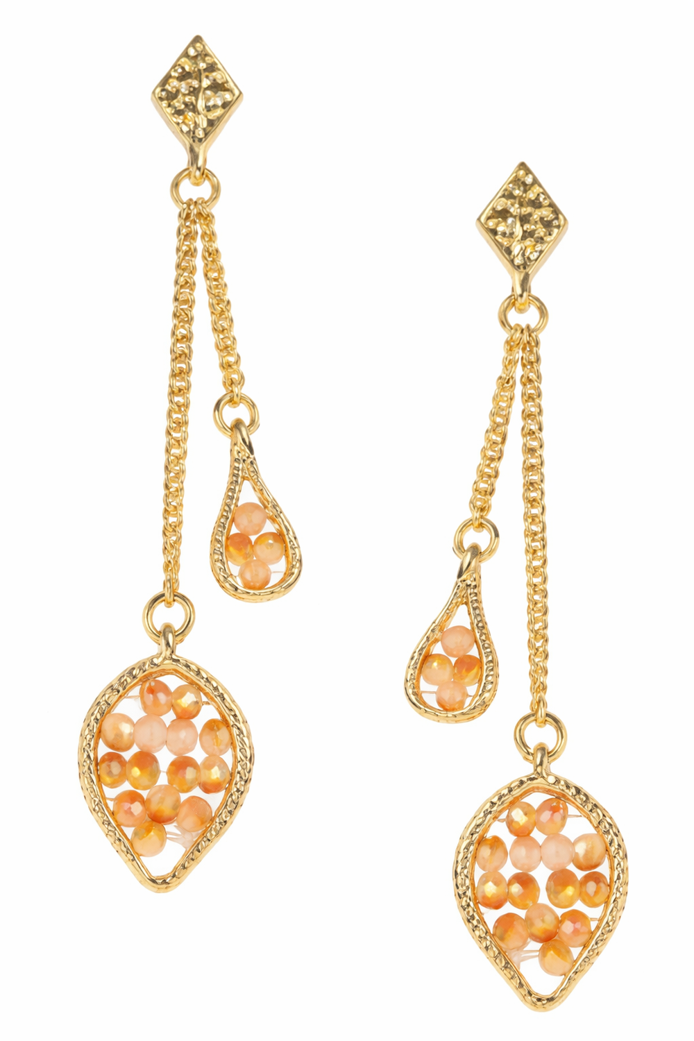 Crystal Beads Dangle Earring in Champagne