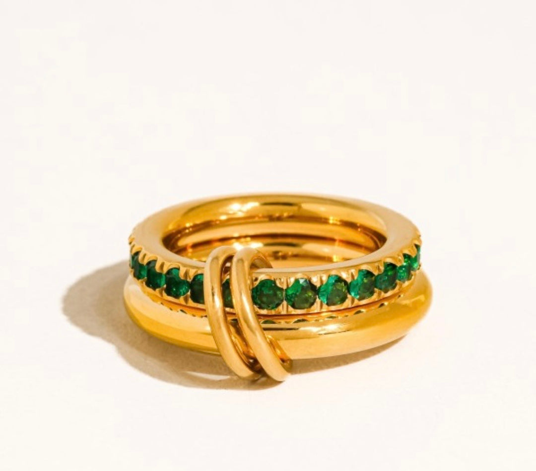 18K Gold Plated Cubic Zirconia Double Hoop Ring