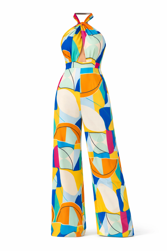 Sunset Mosaic Halter Jumpsuit