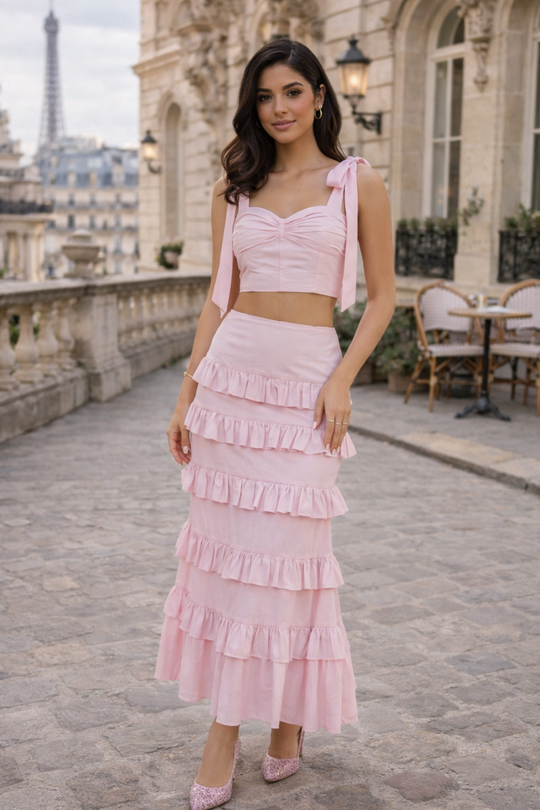 Pink Corset Skirt Set