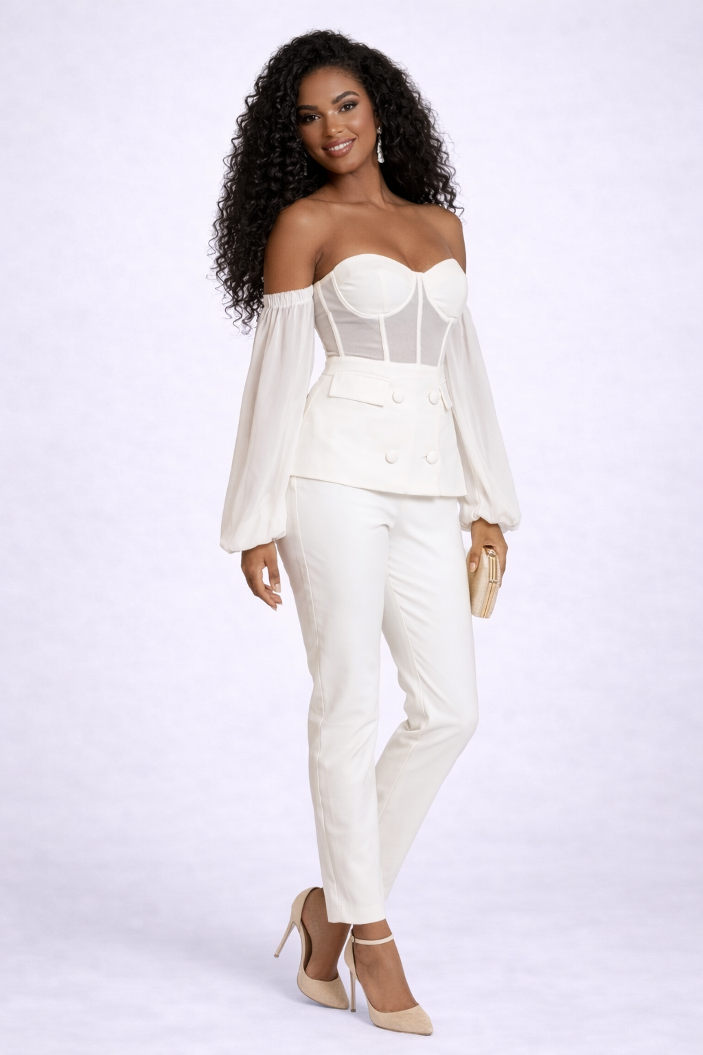 White Milan Off Shoulder Set