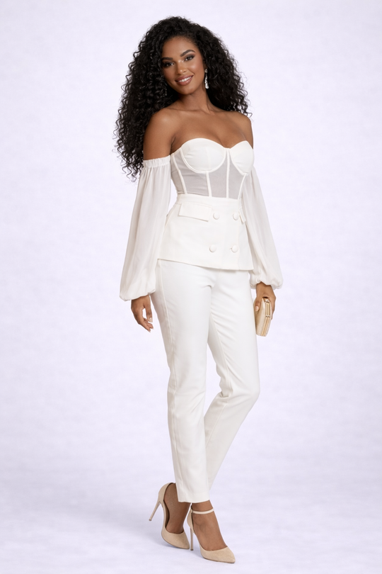 White Milan Off Shoulder Set