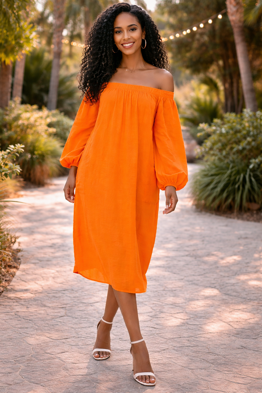 Orange Palm Relaxed Dress