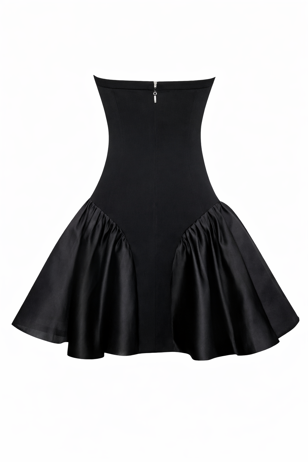 Black Corset Flare Satin Dress