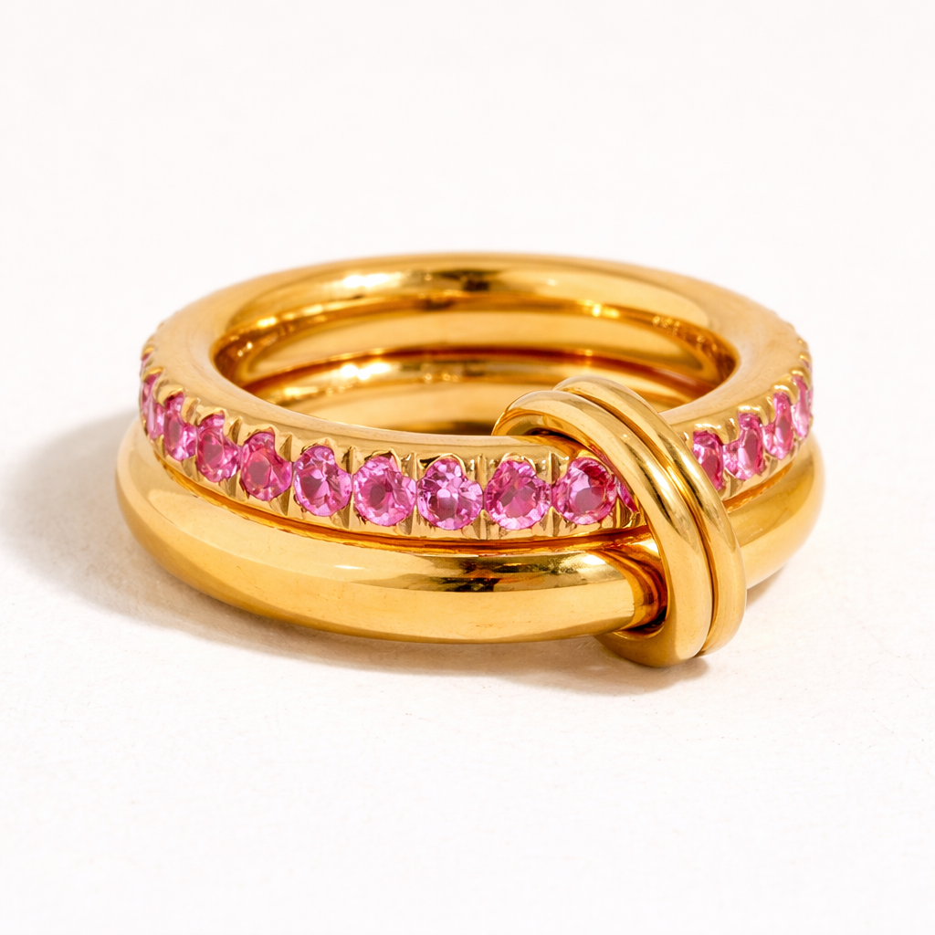 18K Gold Plated Cubic Zirconia Double Hoop Ring